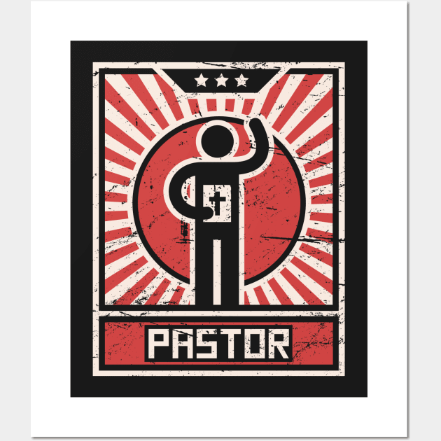 Vintage PASTOR Propaganda Style Poster Wall Art by MeatMan